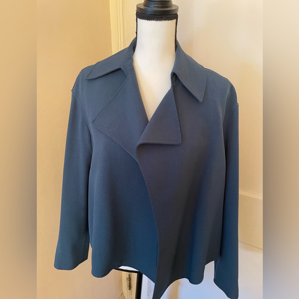 Ann Klein teal blue unstructured jacket